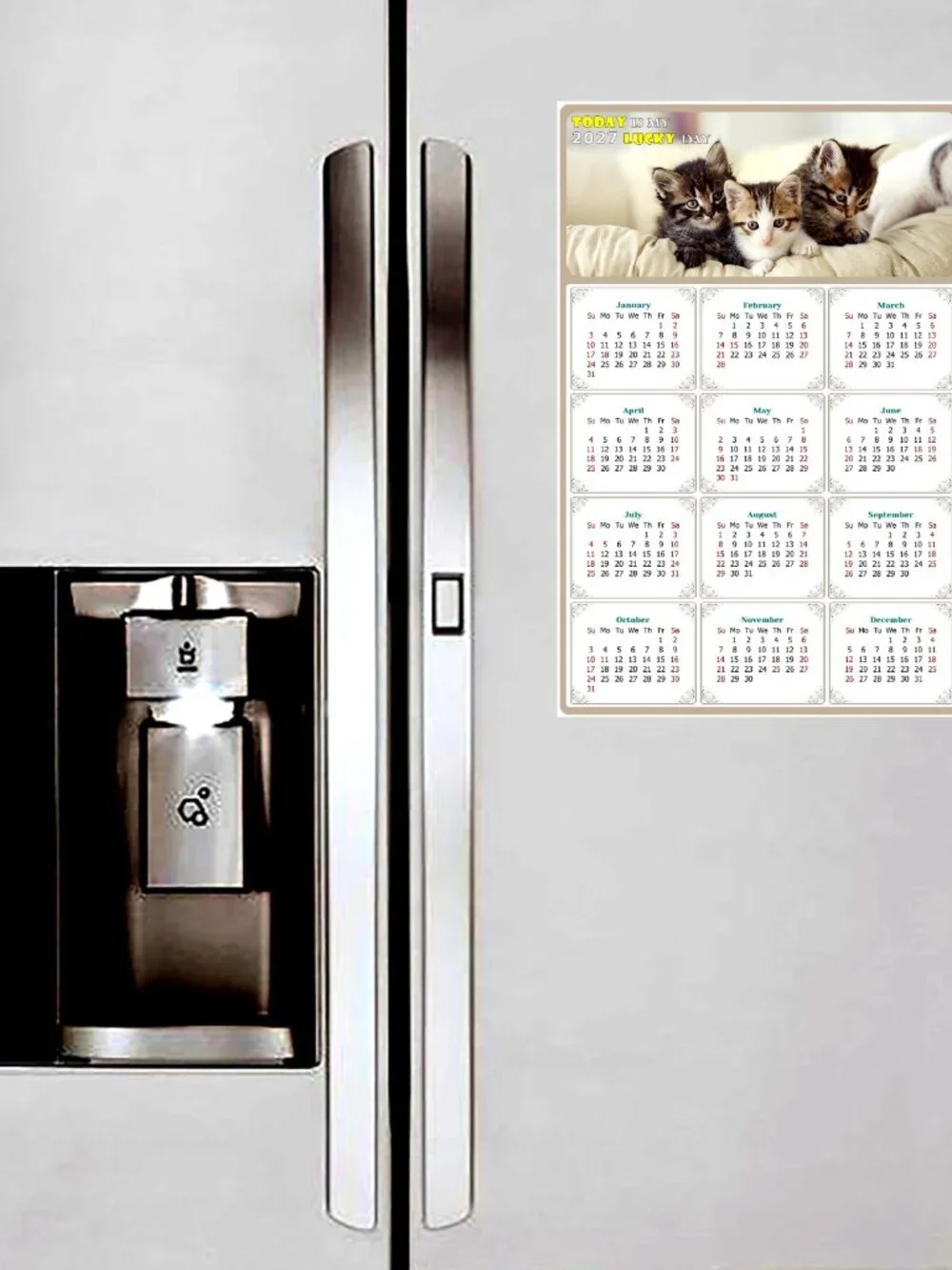 2027 Magnetic Calendar - Today is my Lucky Day - Cat Themed 021 (7 x 10.5)